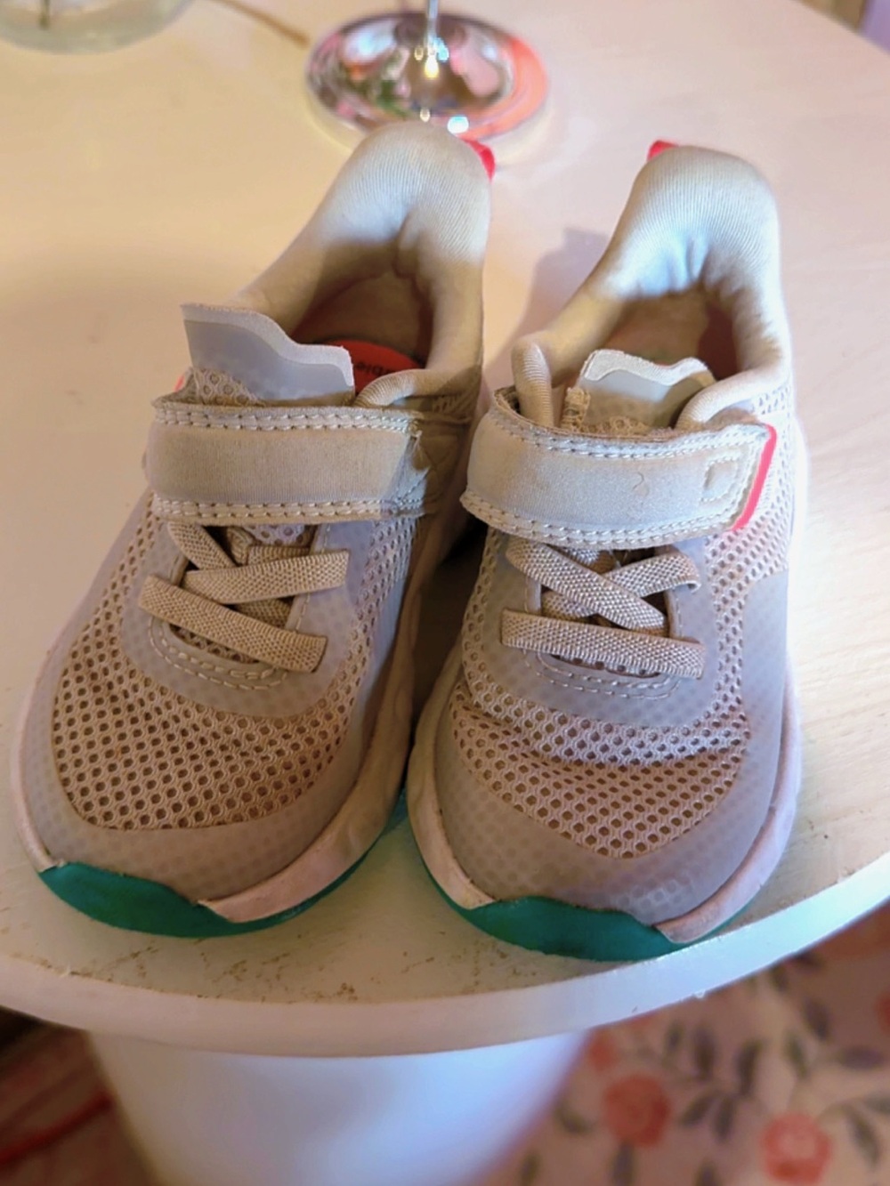 ALDO Kids Size 6 Beige Mesh Sneakers Teal Coral Athletic Shoes